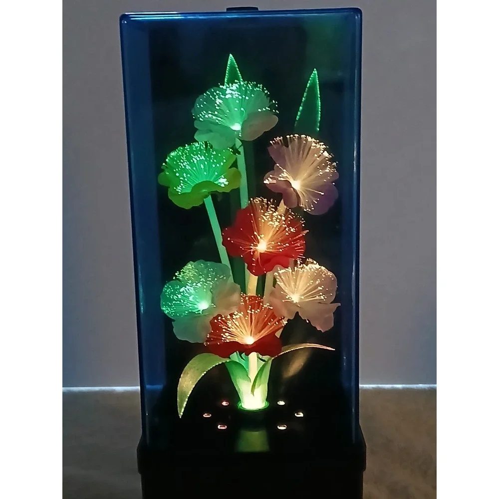VTG 1999 Spencer Gifts Fiber Optic Flower Lamp Color Changing Light Box